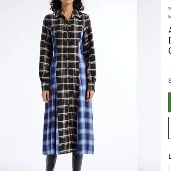 Autumn Adeigbo Carson Plaid Midi Dress Size 6
